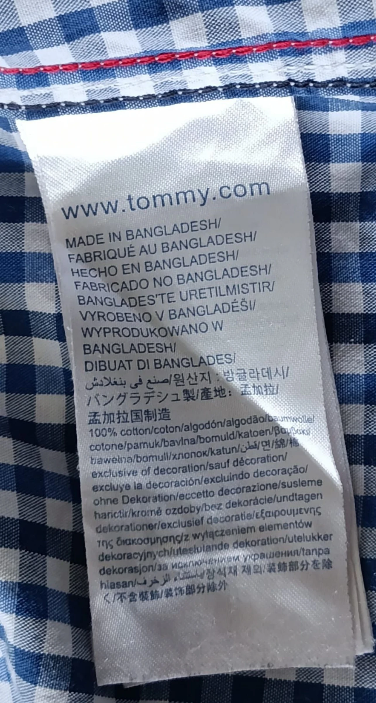 Camisa Tommy Jeans azul a cuadros blancos Logo bordado Talla M – photo 17
